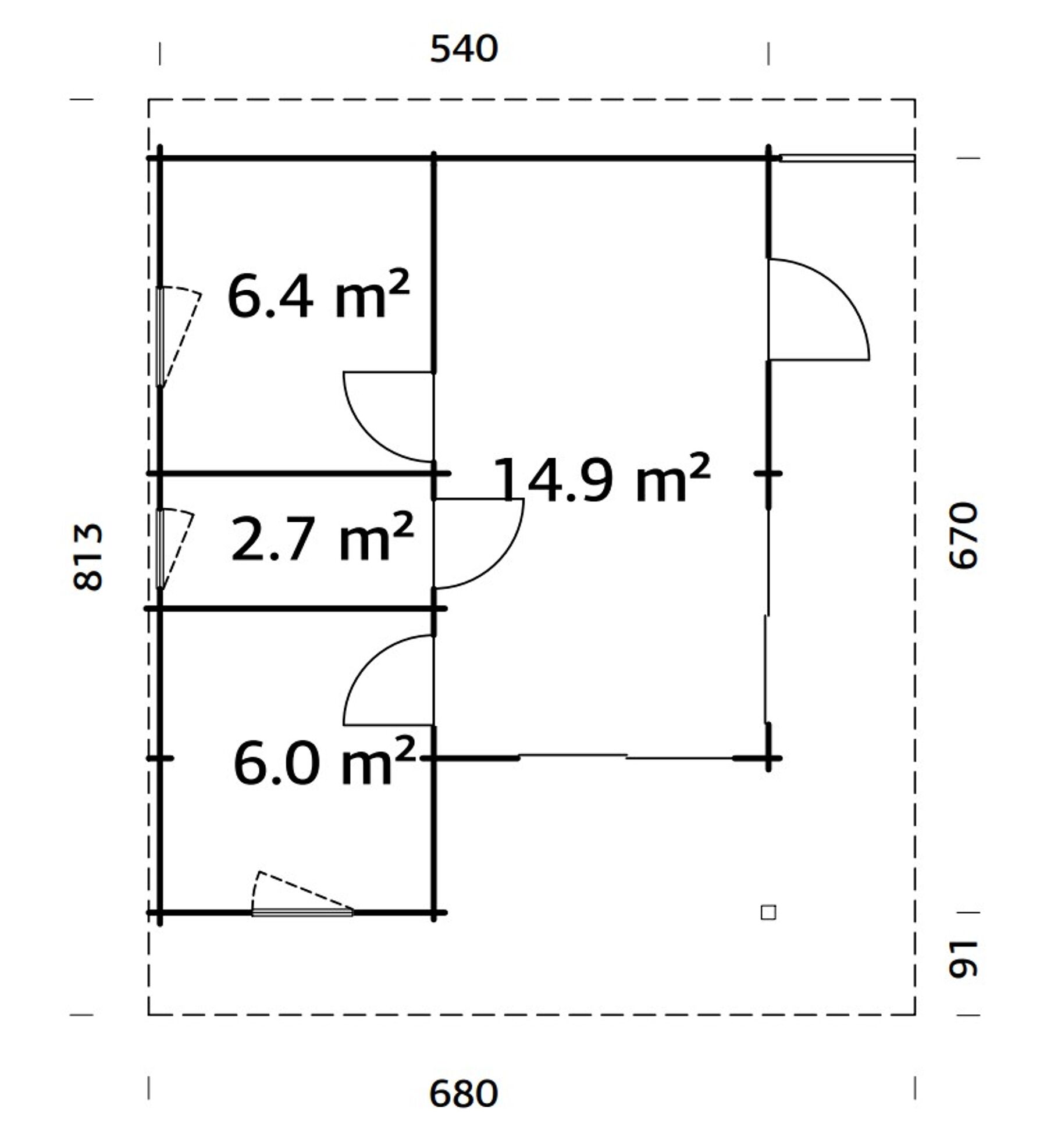 Ferienhaus Cecilia 30,0 m² mit ISO-Glas Schiebetür