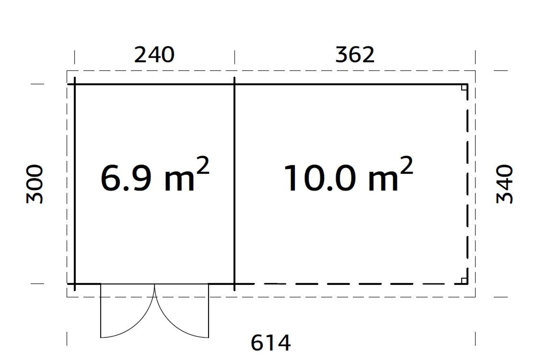 Gartenhaus Ella 6,9+10,0 m² Grau 