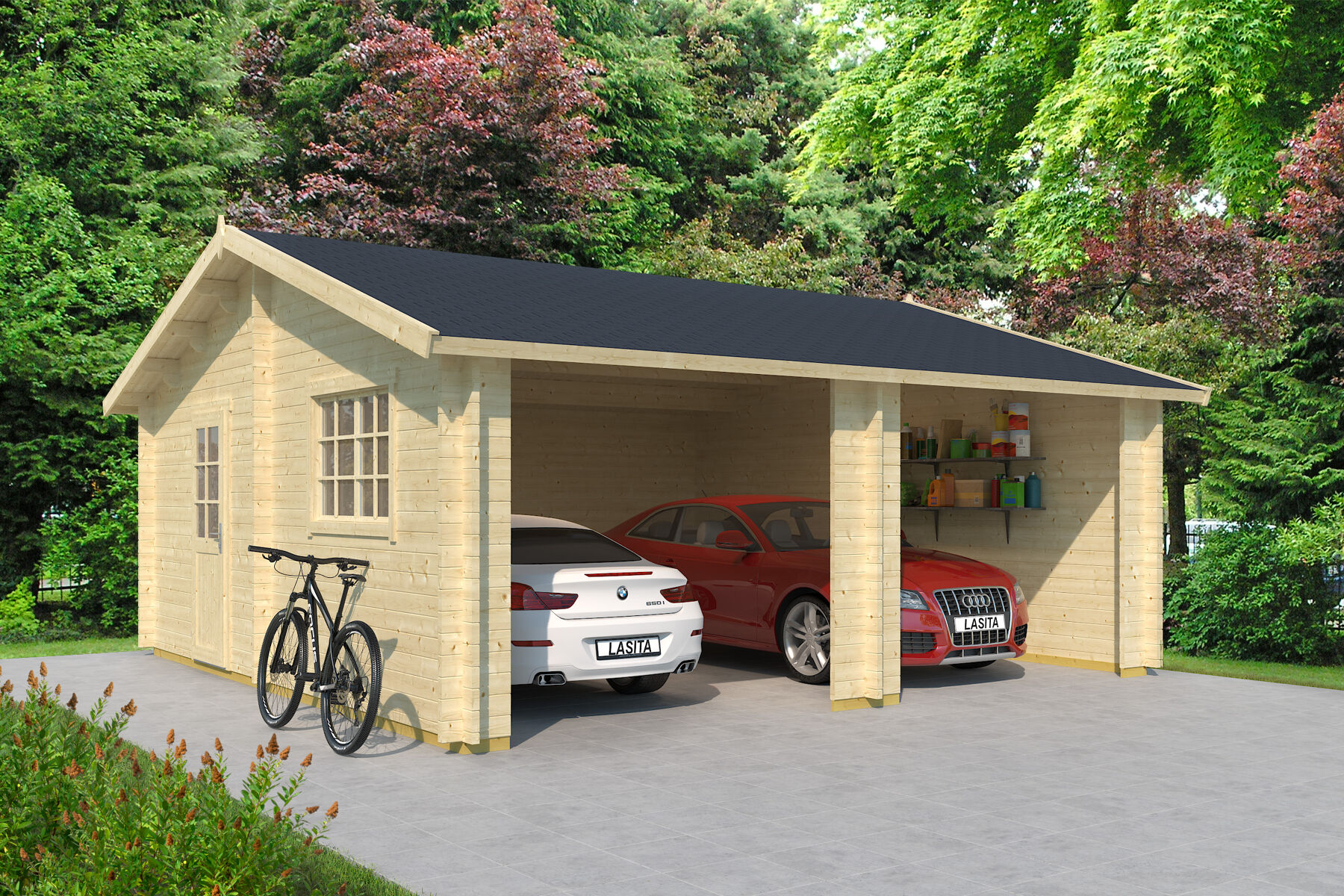 Garage, Drinnen, Auto, Fahrrad, Rad