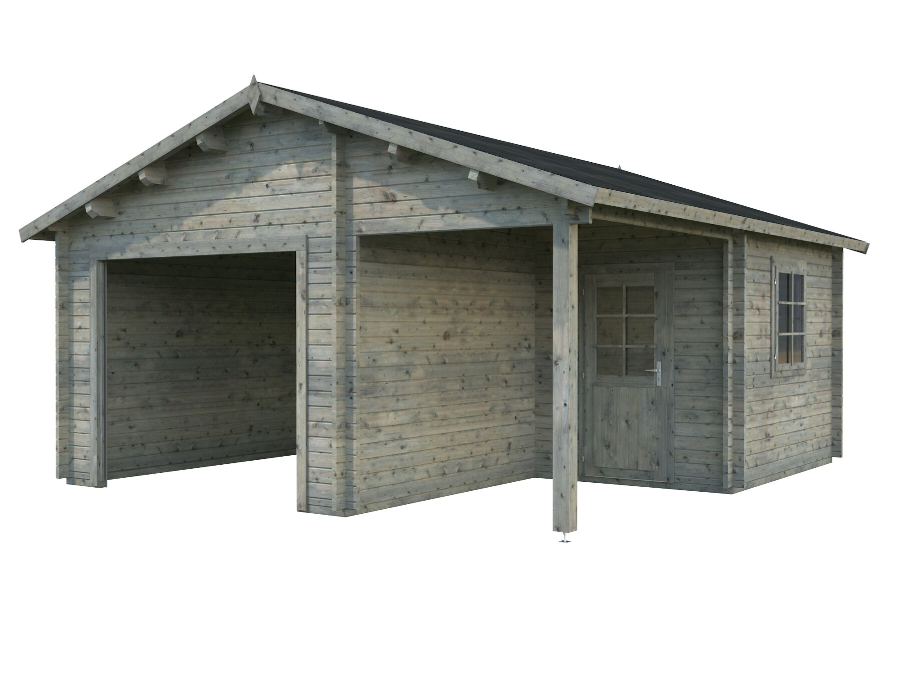 Holzgarage Roger 21,9+5,2 m² Ohne Tor Grau