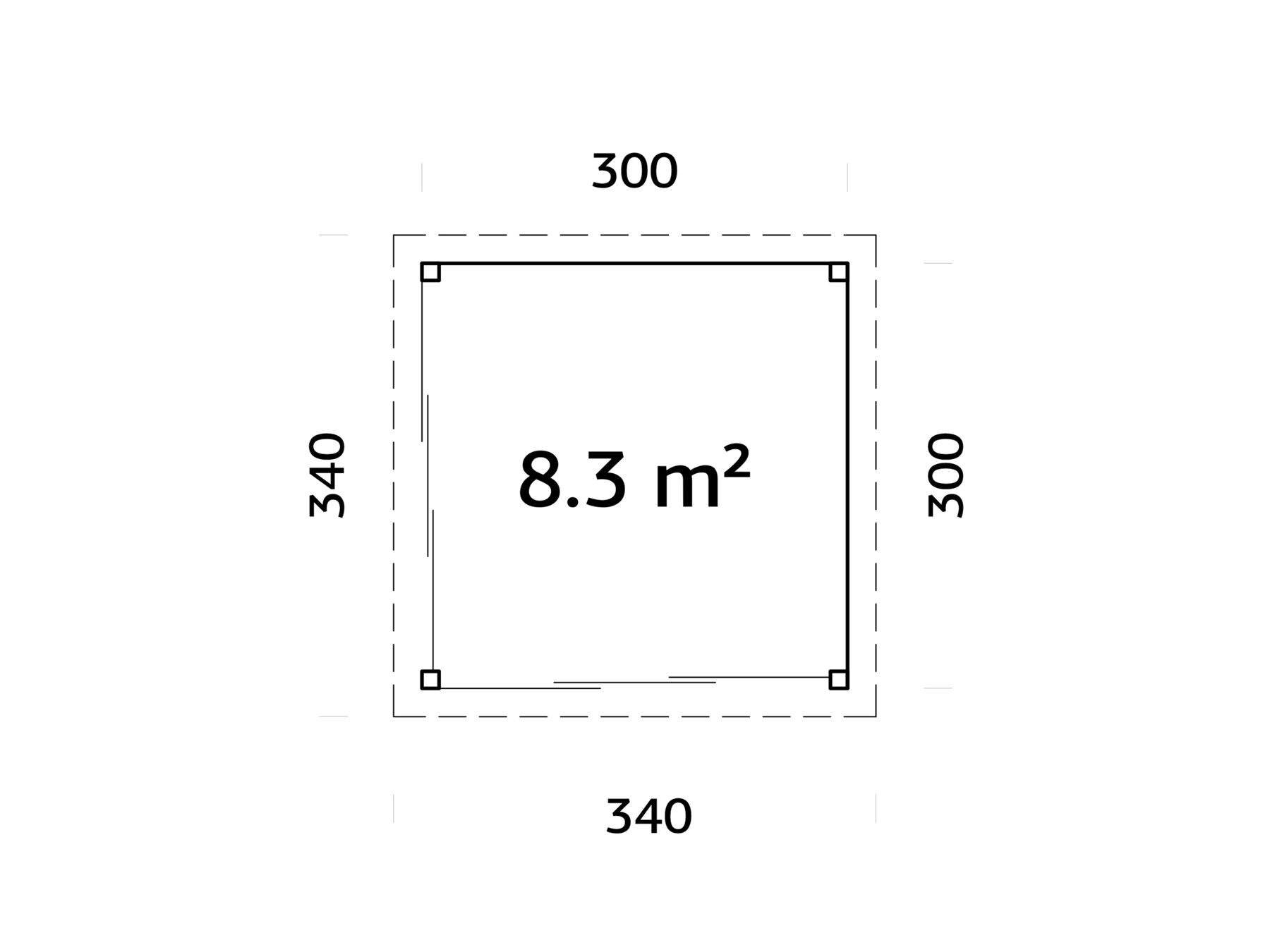 Pavillon Lenna 8,3 m² Set 701 mit ISO-Glas Schiebetür 