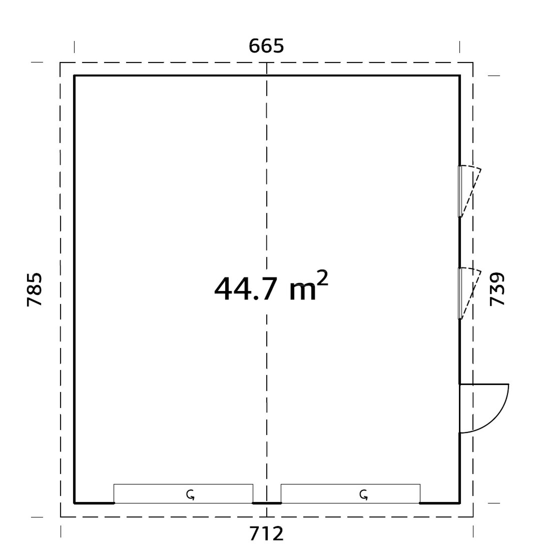 Elementgarage Andre 44,7 m² Mit Sektionaltor