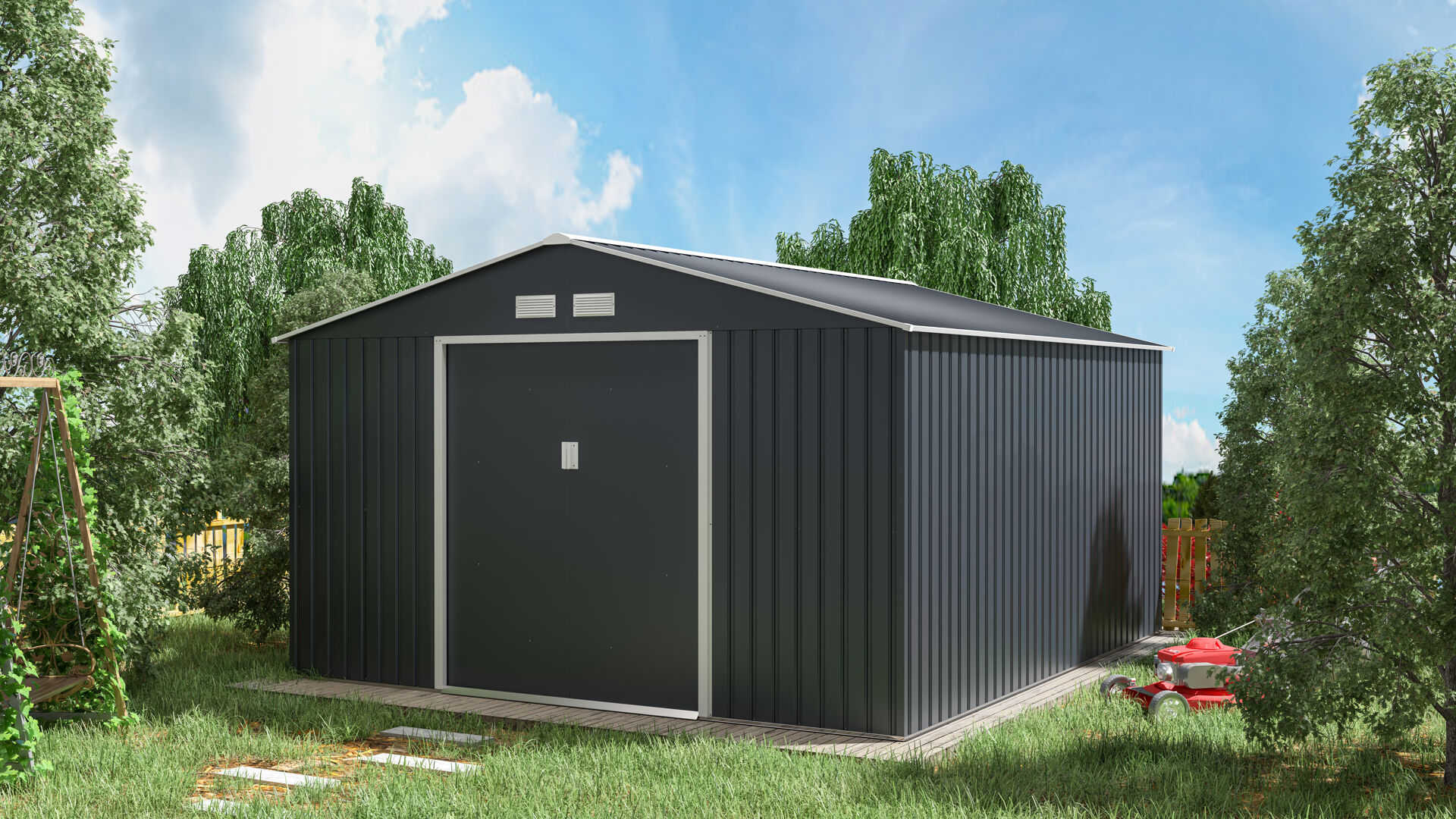 Gerätehaus Metall mit Schiebetür kaufen