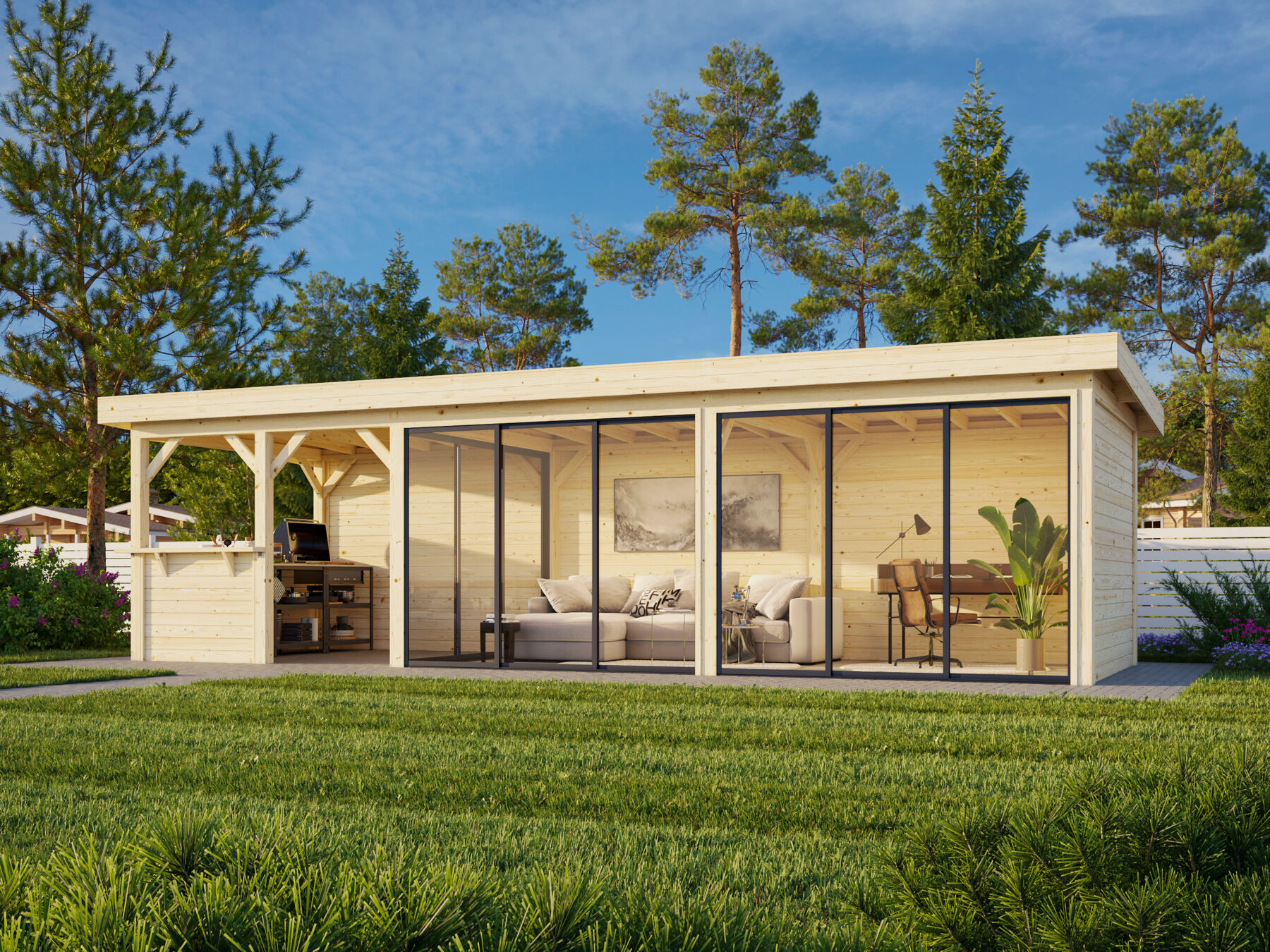 Pavillon Lenna 24,9 m² Set 419 mit Schiebetür