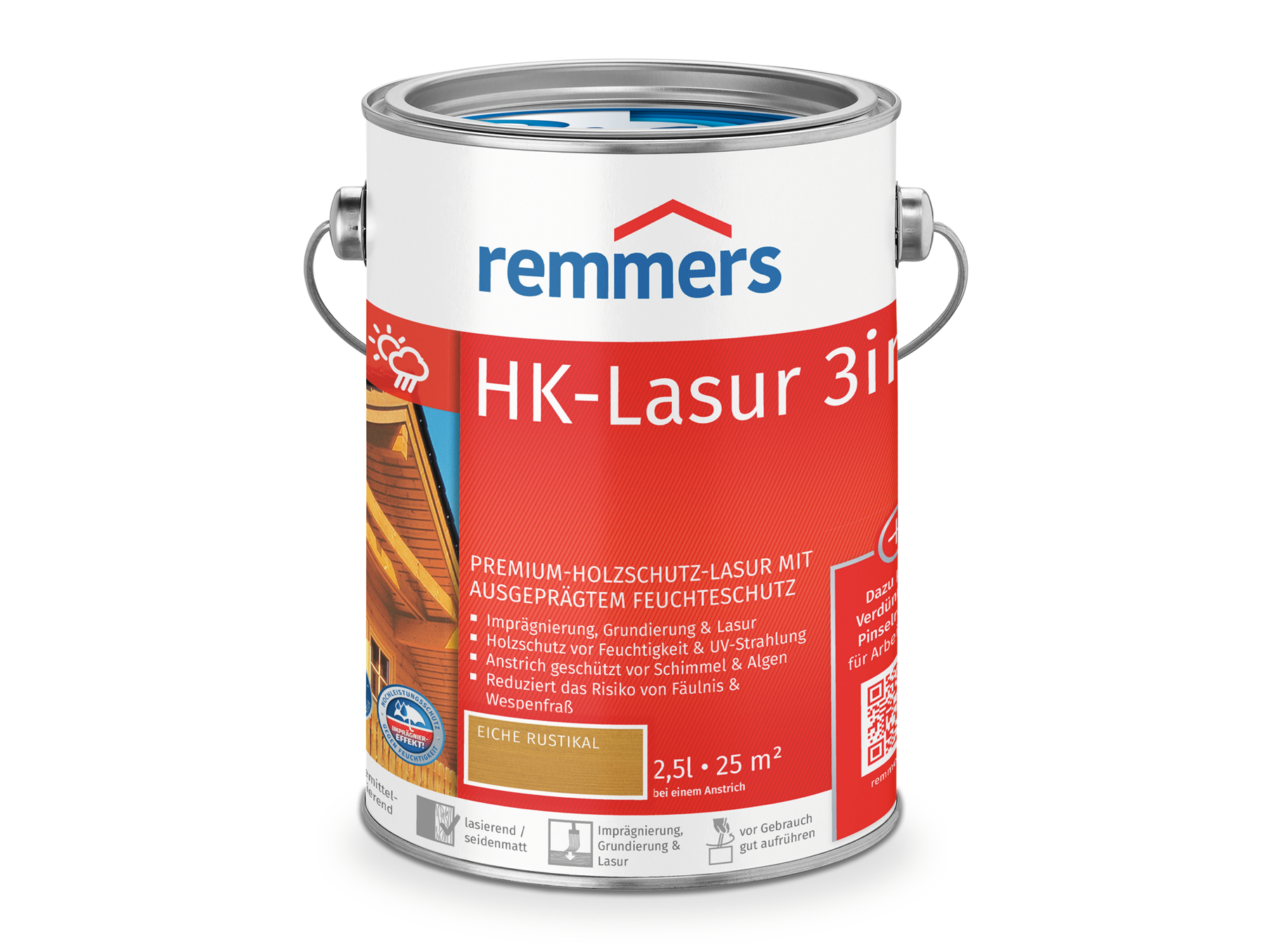 HK Lasur - Premium-Holzschutz 2,5 Liter Eiche Rustikal