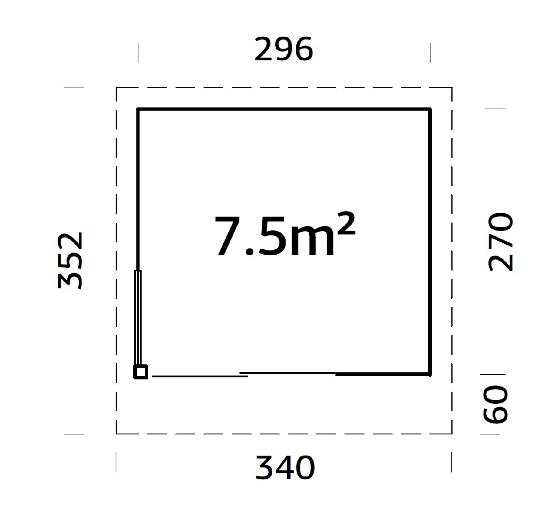 Gartenhaus Andrea 7,5 m² mit ISO-Glas Schiebetür in Grau mit Trapezblech Braun