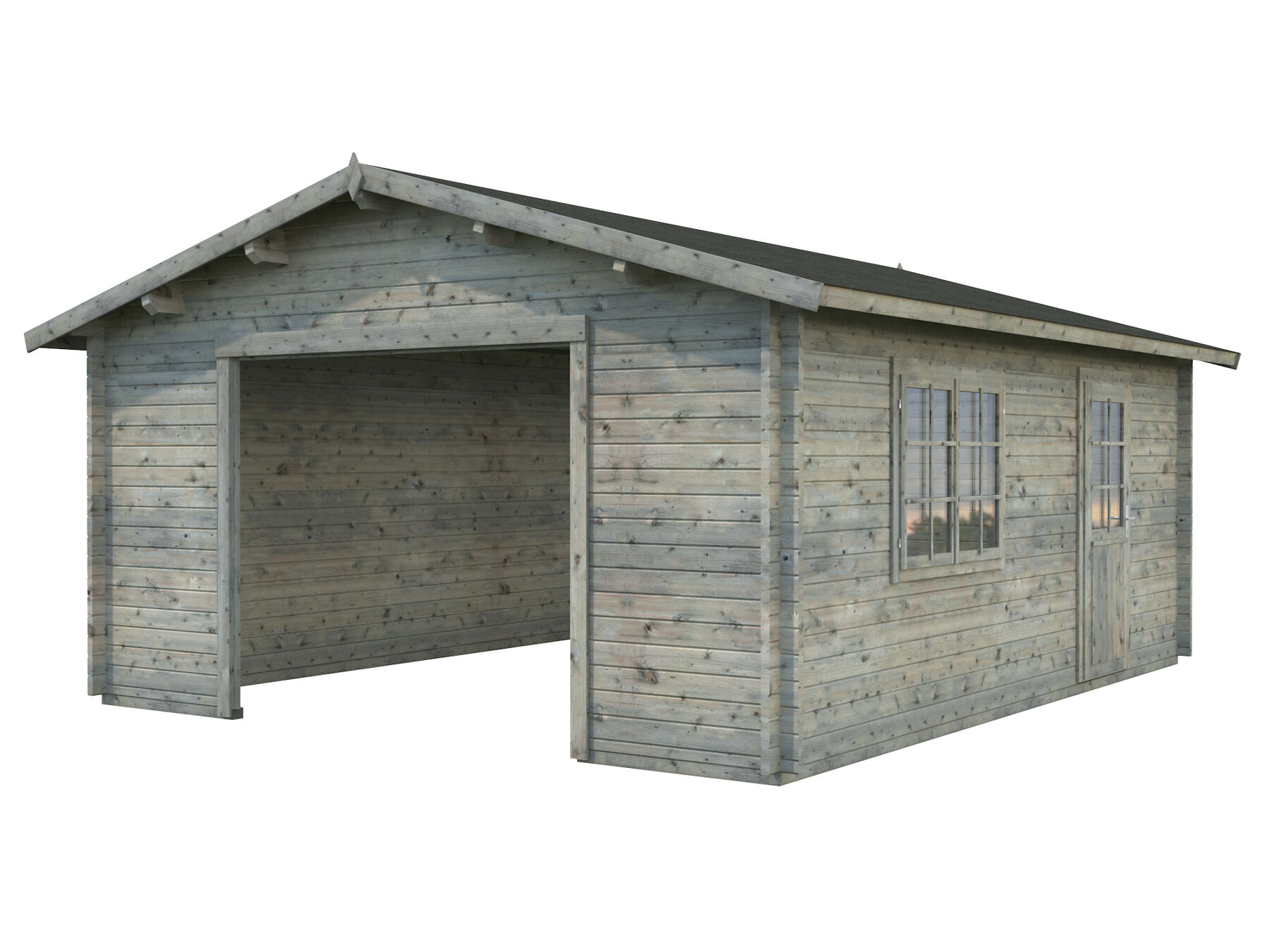 Holzgarage Roger 23,9 m² Ohne Tor Grau
