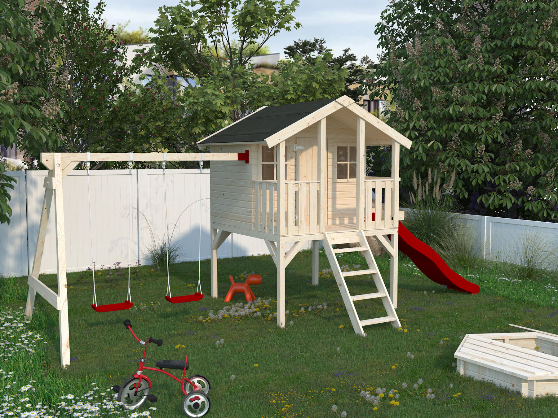 Stelzenhaus Tobi 2,1 m² Set mit Schaukel