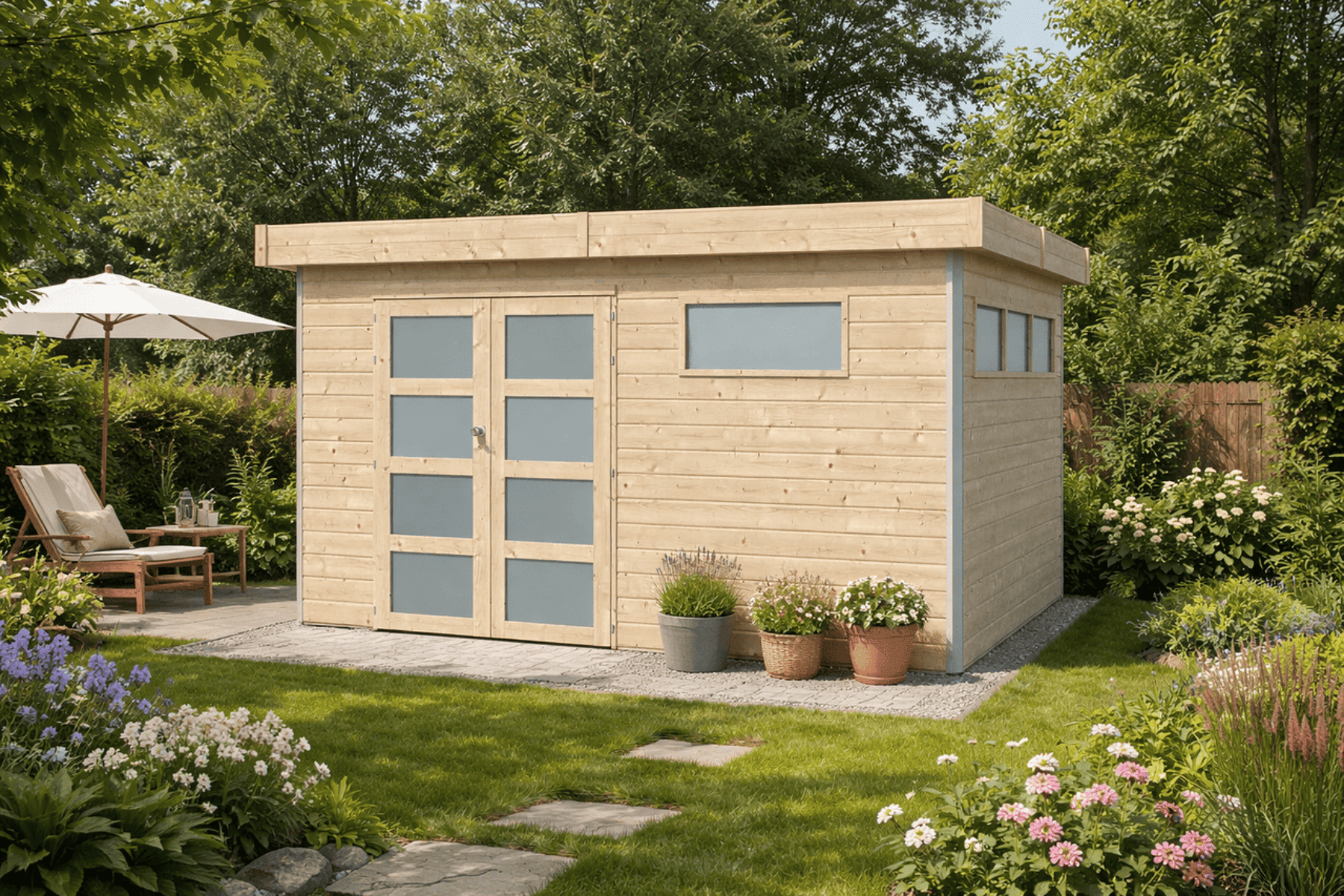 Gartenhaus Sven 2 - 10,98 m² inkl. Trapezblechdach Anthrazit