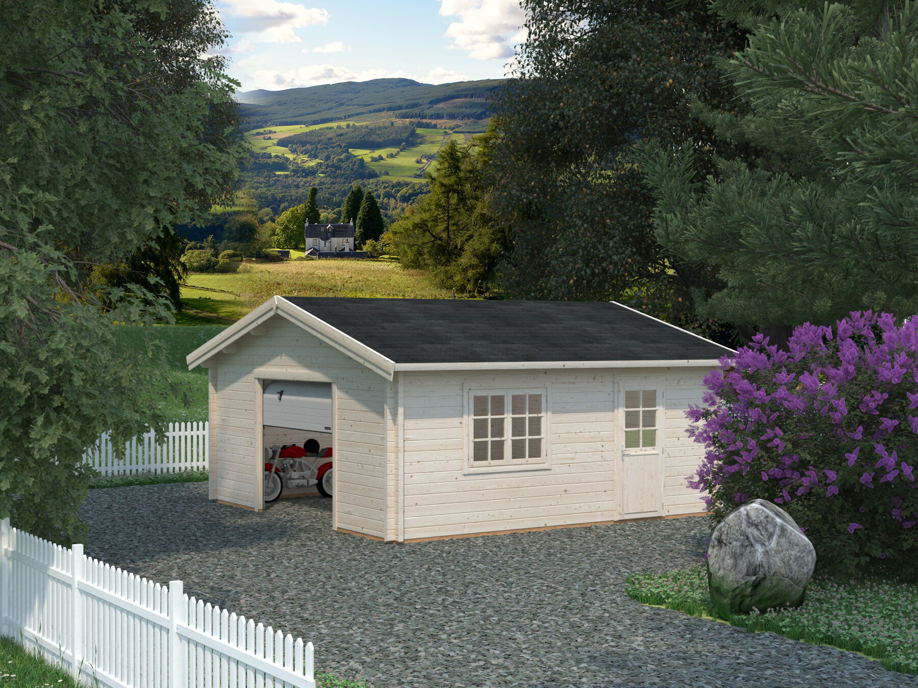 Holzgarage Roger 27,7 m² Mit Sektionaltor
