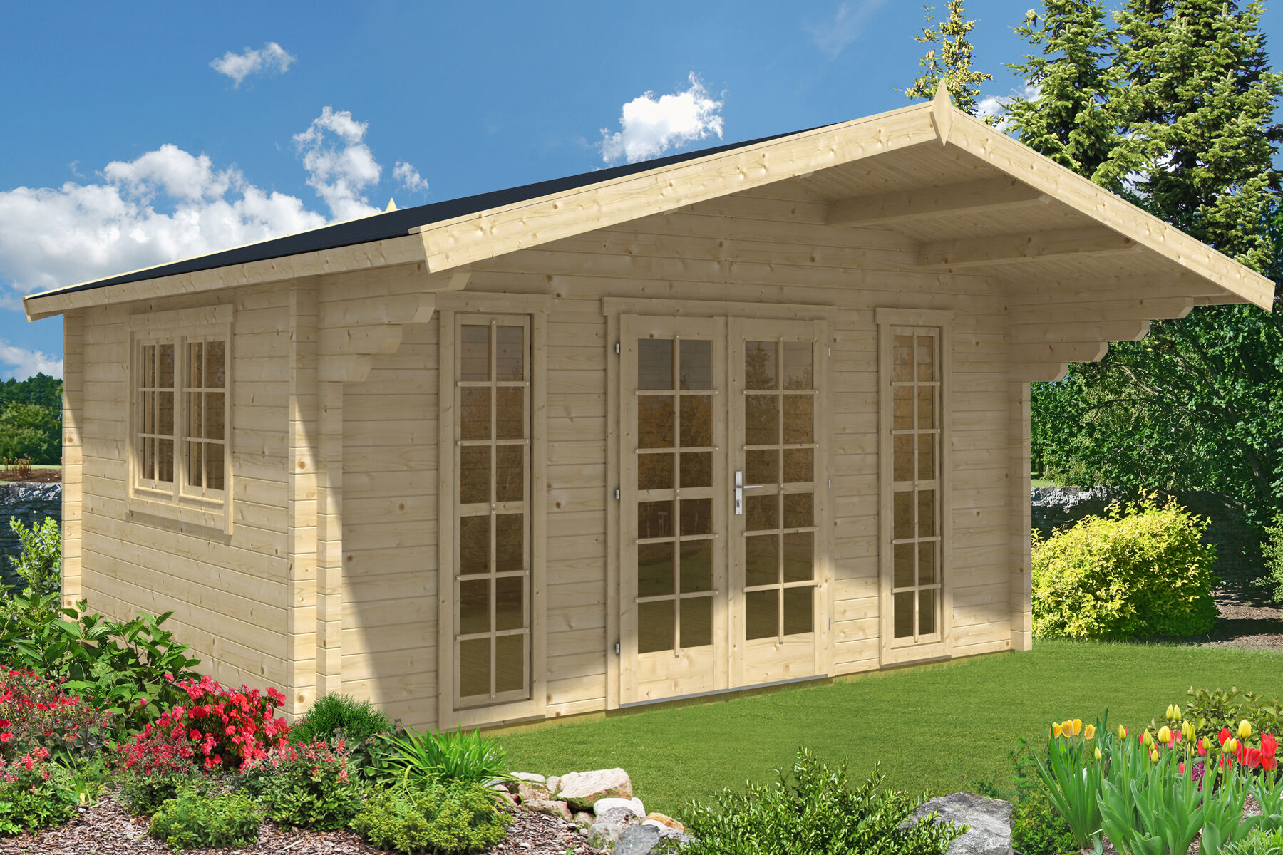 Gartenhaus Sauerland B 70 mit Trapezblech Silber