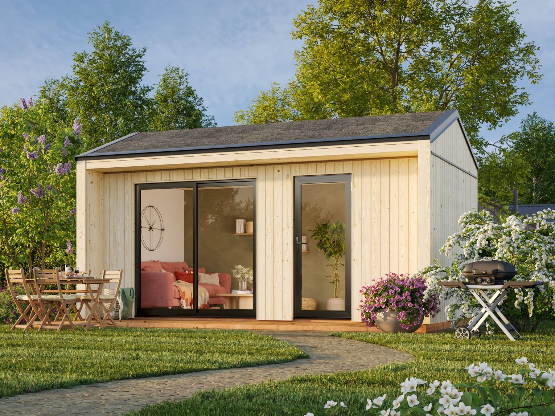 Modernes Tiny Haus Rebekka 13,6 m² mit ISO-Glas Schiebetür