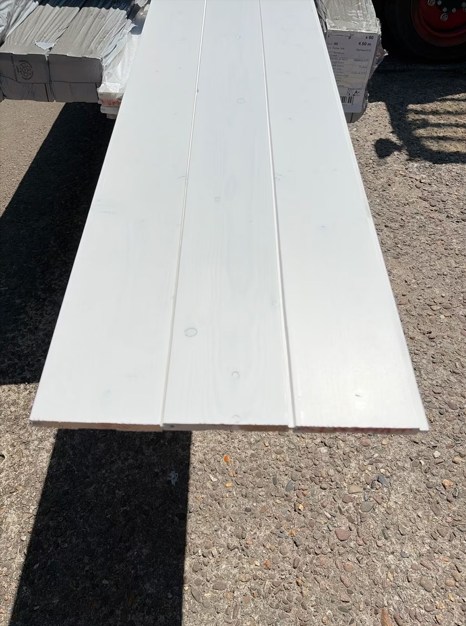32,67 m² Fichte Profilholz Weiss, 15.5x121x4500 mm Holzbrett, Palisadenbrett, Holzlatten, weiss, Baumaterial, Holzbretter, Weiß, Lackiert, Bauholz, Parkettboden