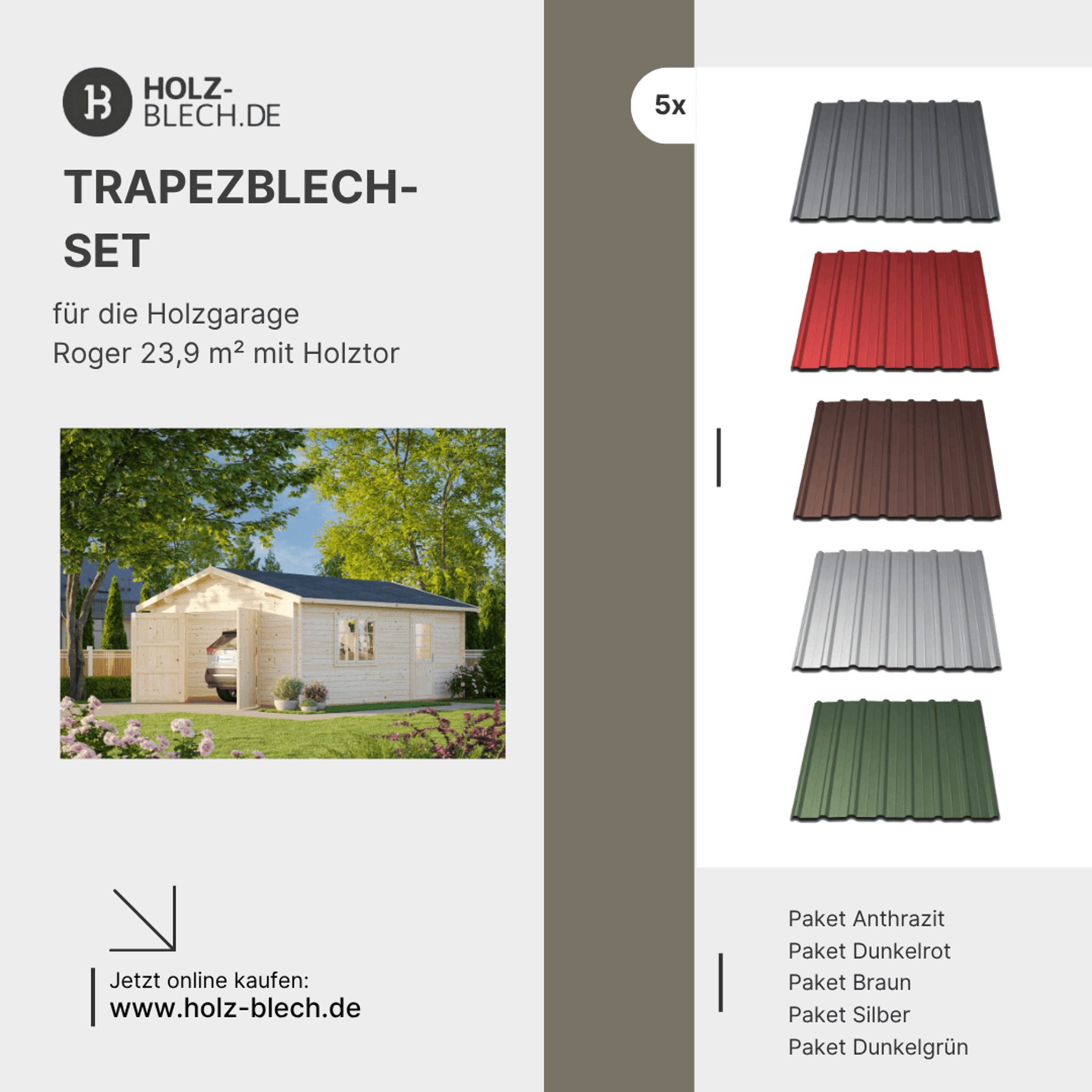 Trapezblech Set für Holzgarage Roger 23,9 m² mit Holztor Architektur, Gebäude, Wohnen, Haus, Dach