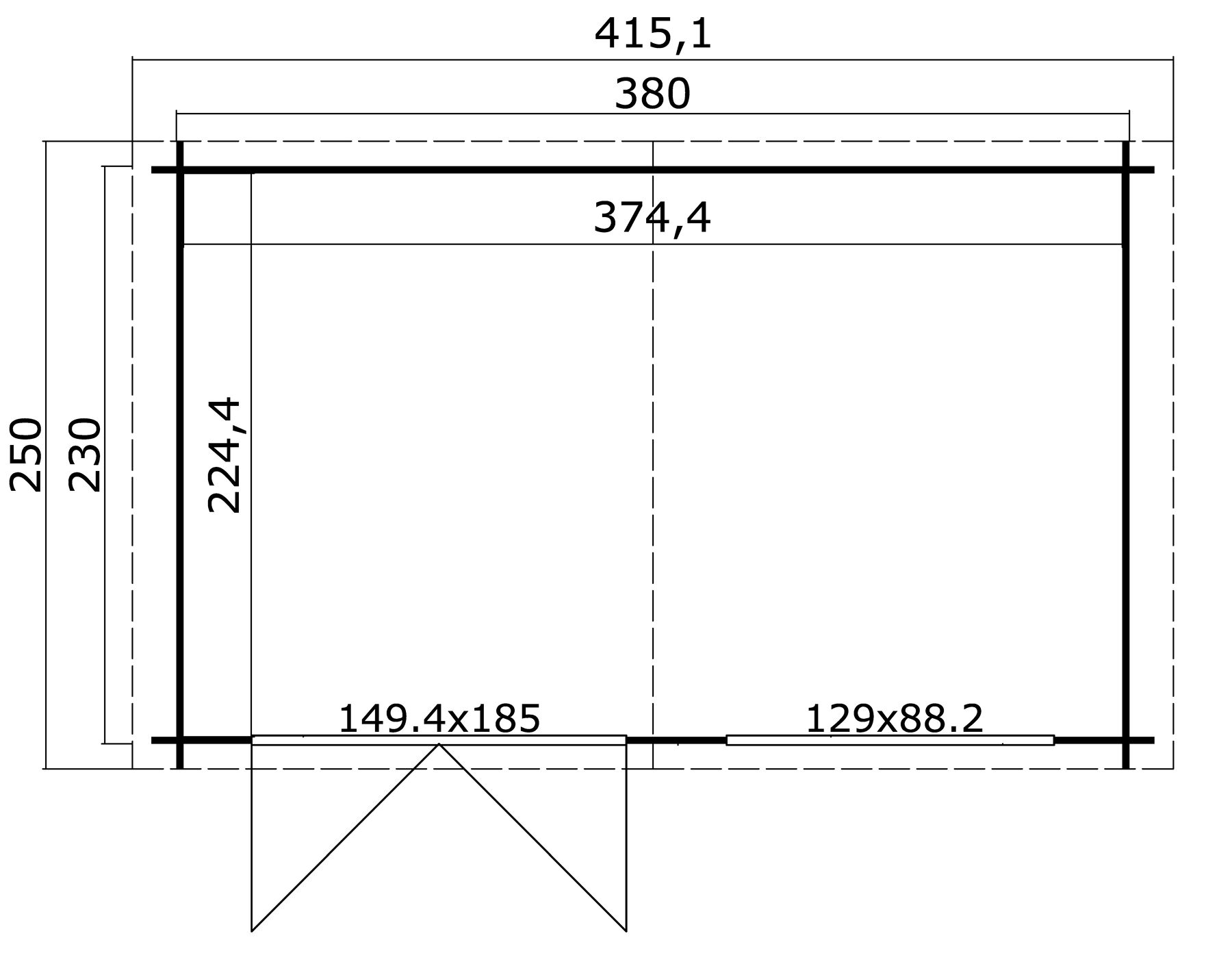 Gartenhaus Axel 230 Lichtgrau mit Trapezblech Dunkelrot