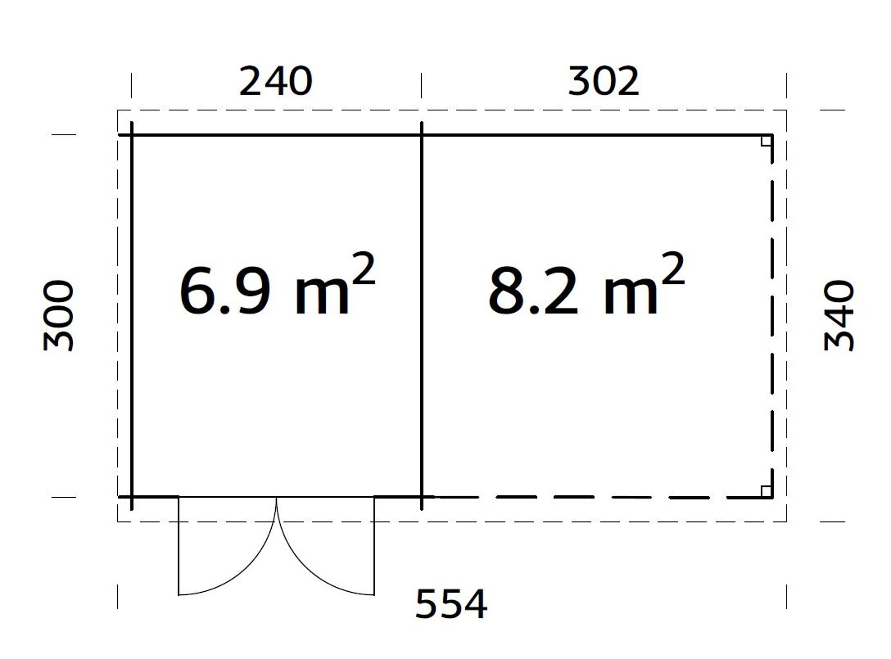 Gartenhaus Ella 6,9+8,2 m²