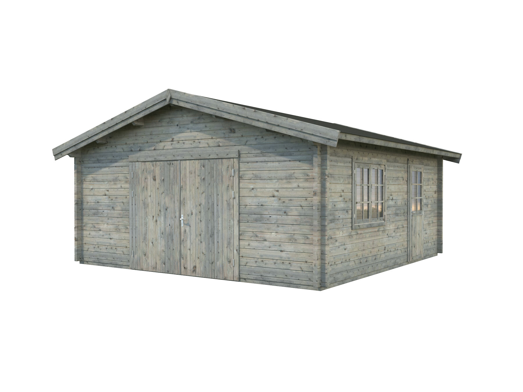 Holzgarage Roger 27,7 m² Mit Holztor Grau Holzgarage Roger 27,7 m² Mit Holztor Grau