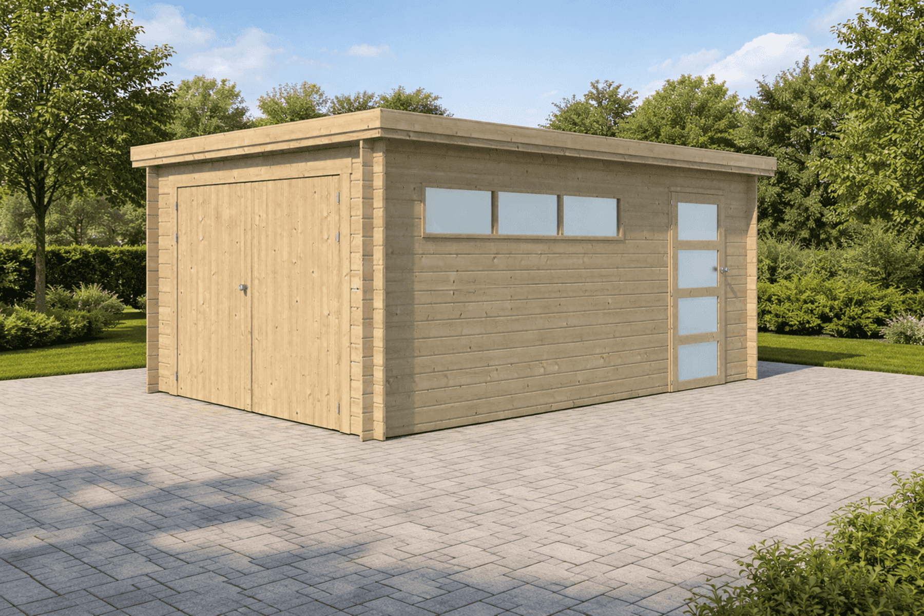 Garage Dani Holztor - 14,35 m² inkl. Trapezblechdach Anthrazit