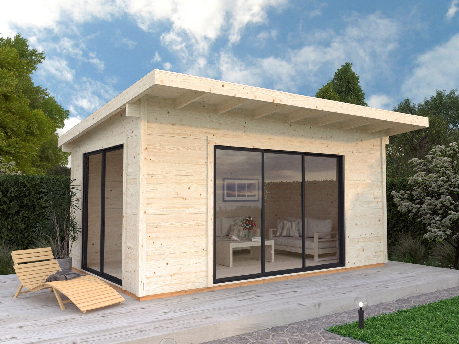 Palmako Gartenhaus Grace 14,1 m² mit ISO-Glas Schiebetür 