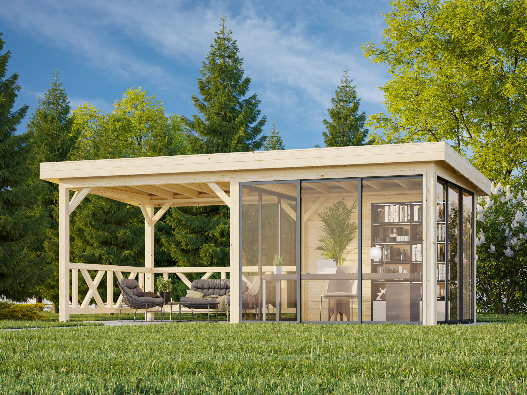 Pavillon Lenna 16,6 m² Set 404 mit Schiebetür 