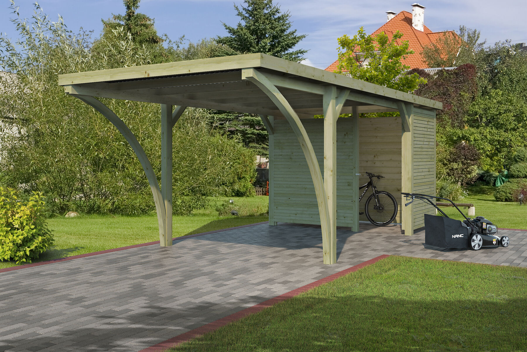 Veranda, Terrasse, Pergola, Unterschlupf, Gras