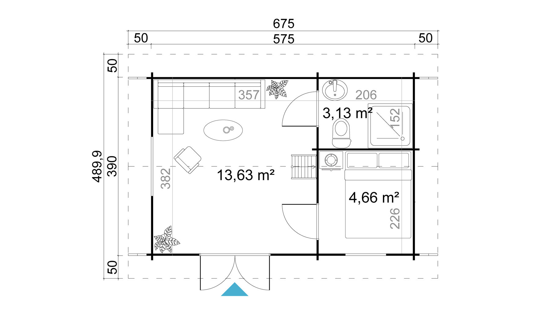 Gartenhaus Caroline Set Silber mit Trapezblech Dach Anthrazit
