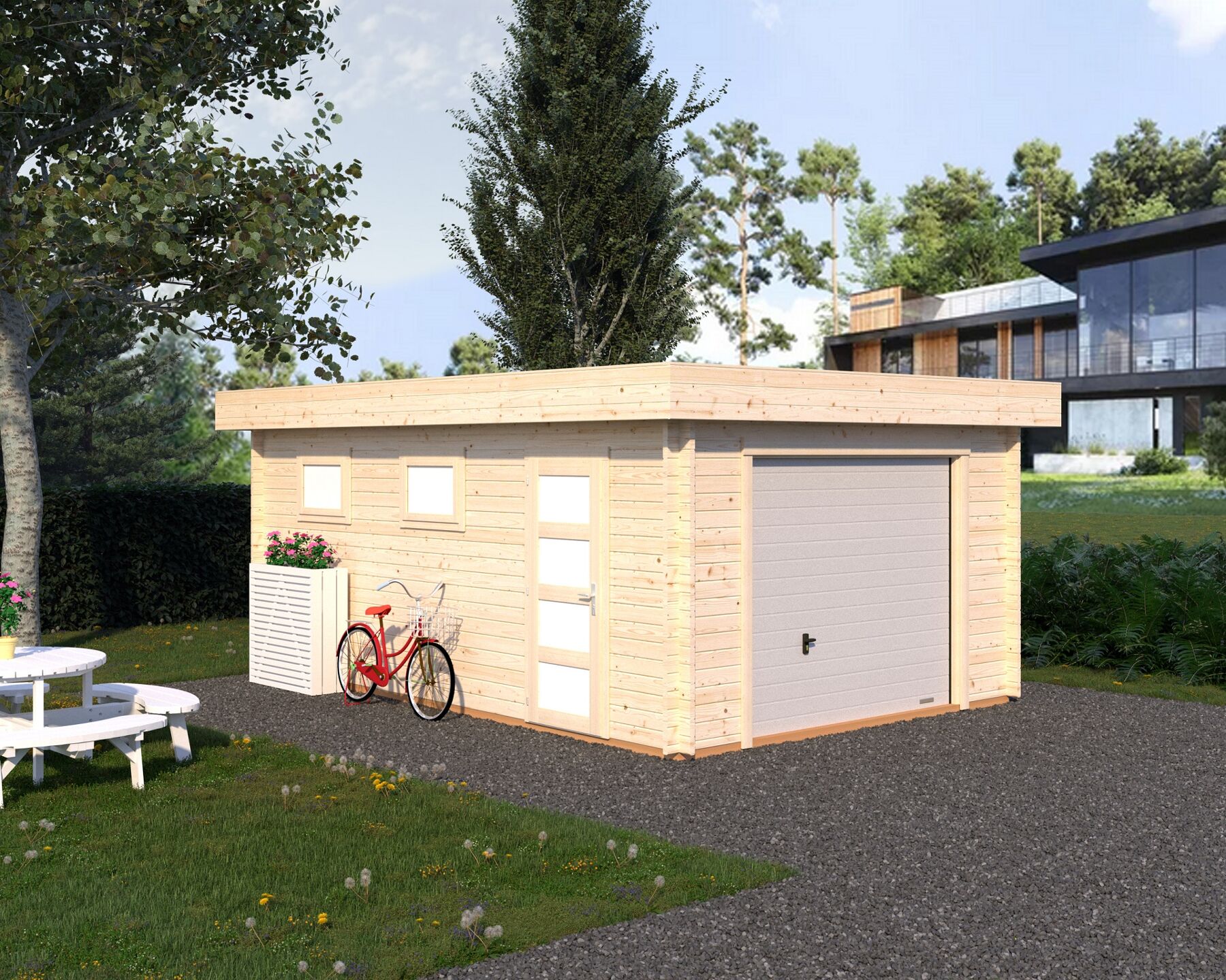 Holzgarage Rasmus 19,0 m² Mit Sektionaltor