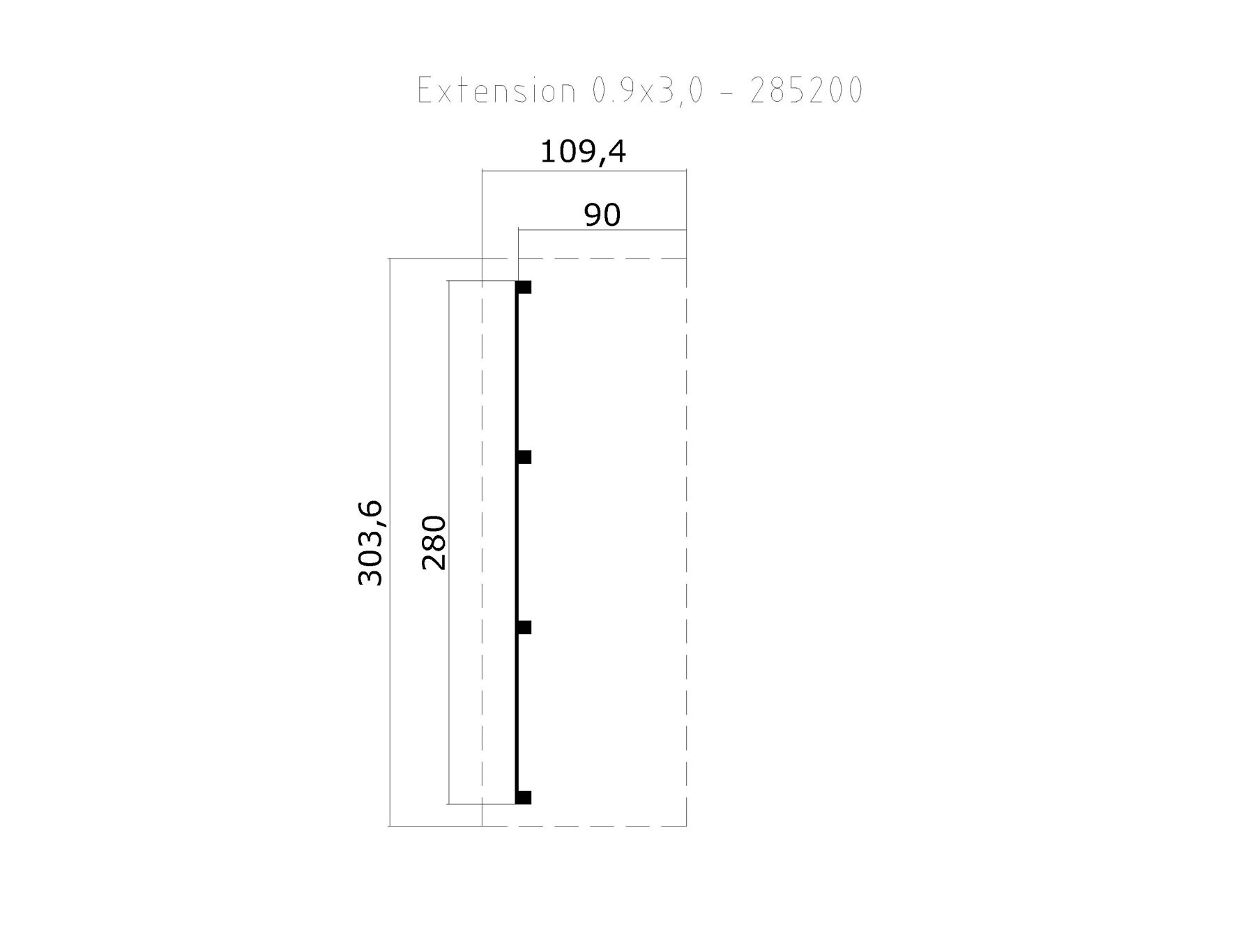 Schleppdach 90 x 300