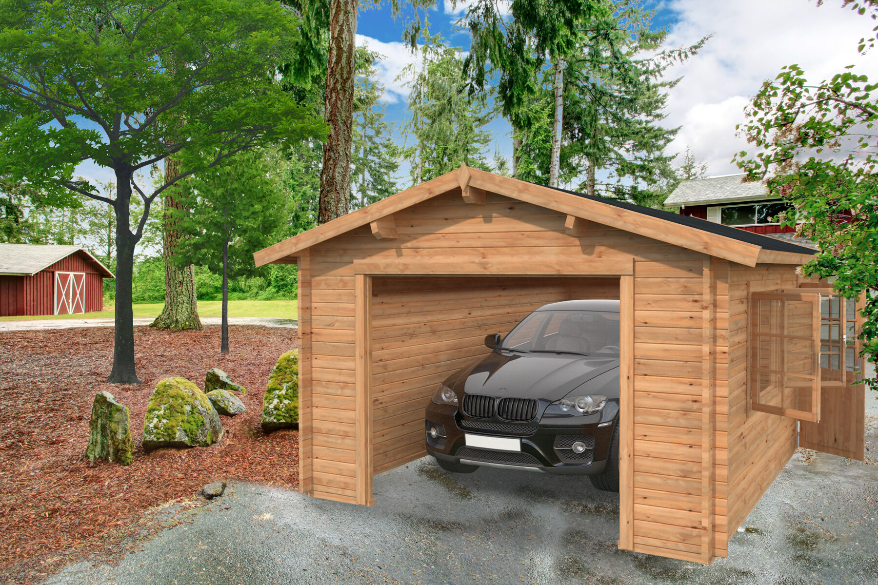 Holzgarage Roger 19,0 m² Ohne Tor Hellbraun