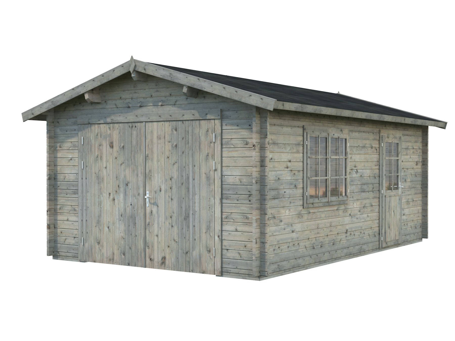 Holzgarage Roger 19,0 m² Mit Holztor Grau