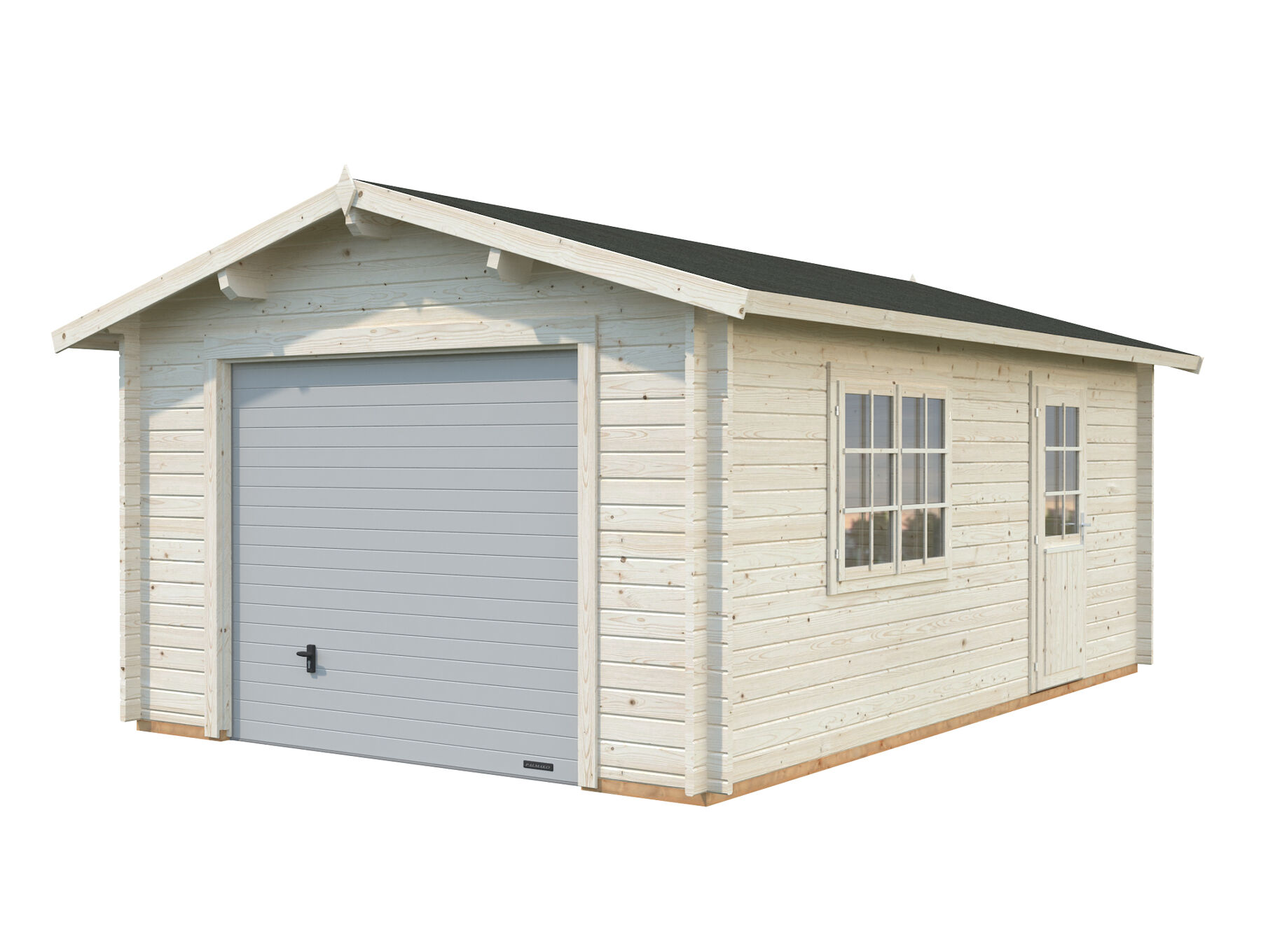 Holzgarage Roger 19,0 m² Mit Sektionaltor Transparent