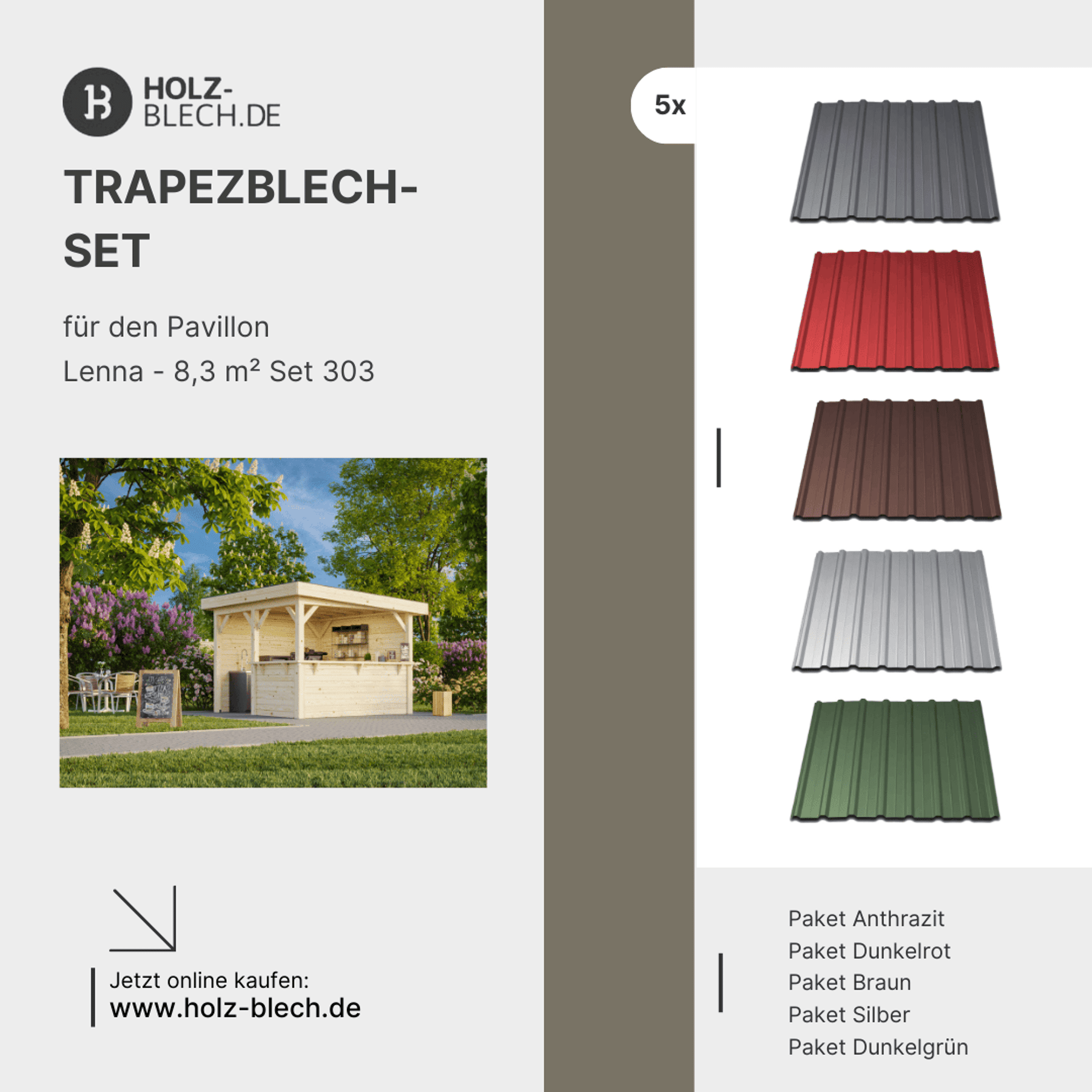 Trapezblech Set für Pavillon Lenna 8,3 m² Set 303