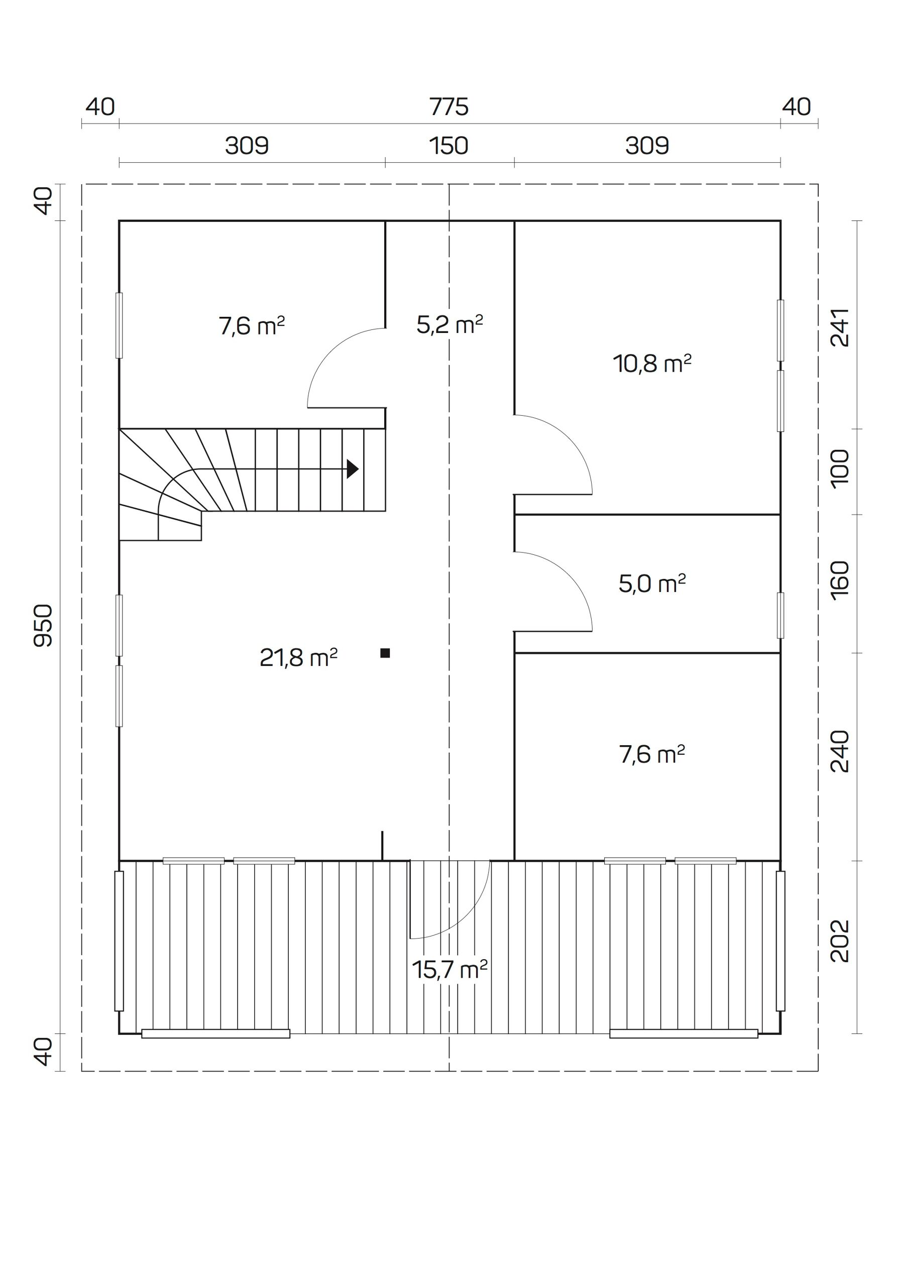 Ferienhaus Serena 70 mit Trapezblech Dunkelgrün