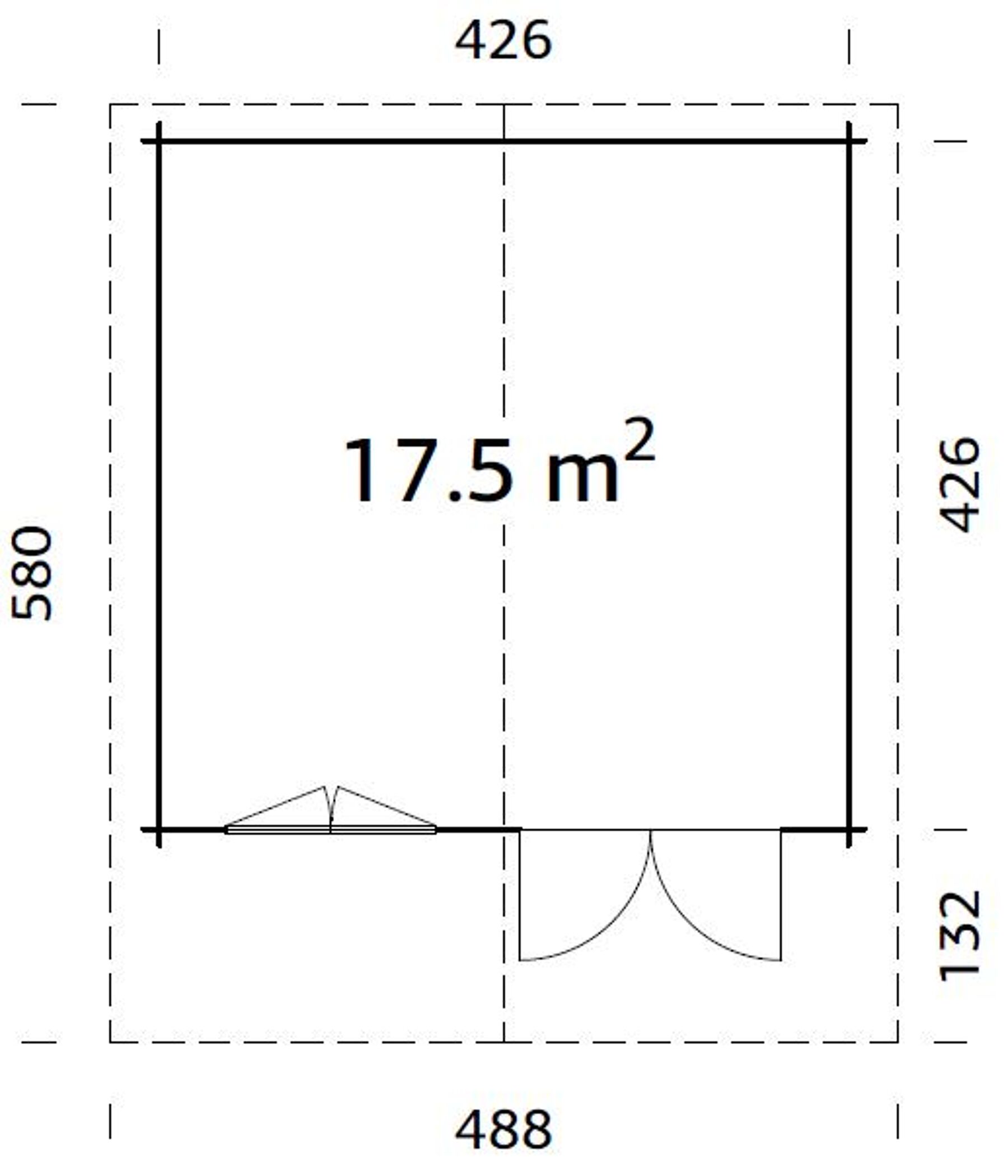 Gartenhaus Britta 17,5 m² Hellbraun mit Ziegelblech Dunkelrot