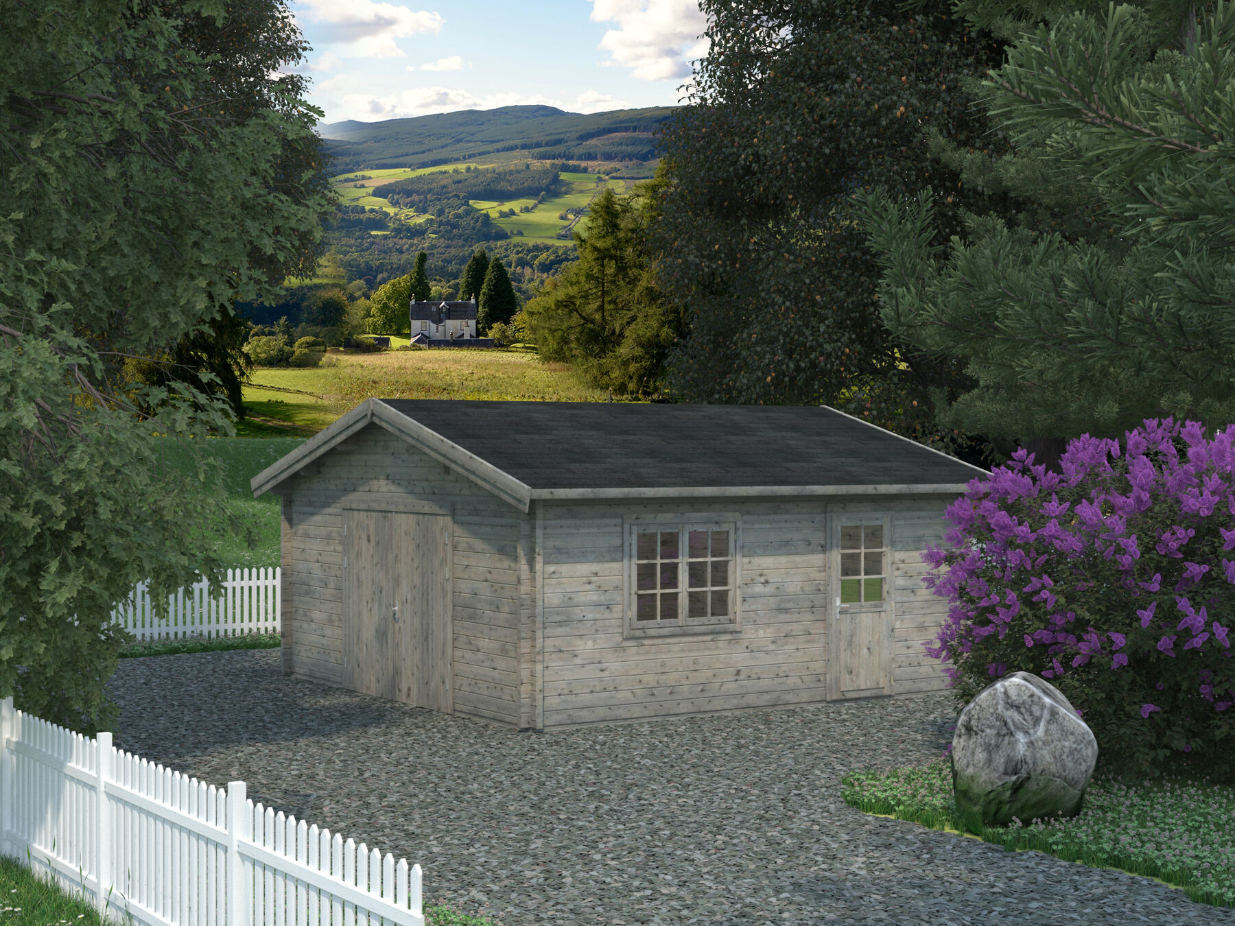 Holzgarage Roger 27,7 m² Mit Holztor Grau Holzgarage Roger 27,7 m² Mit Holztor Grau
