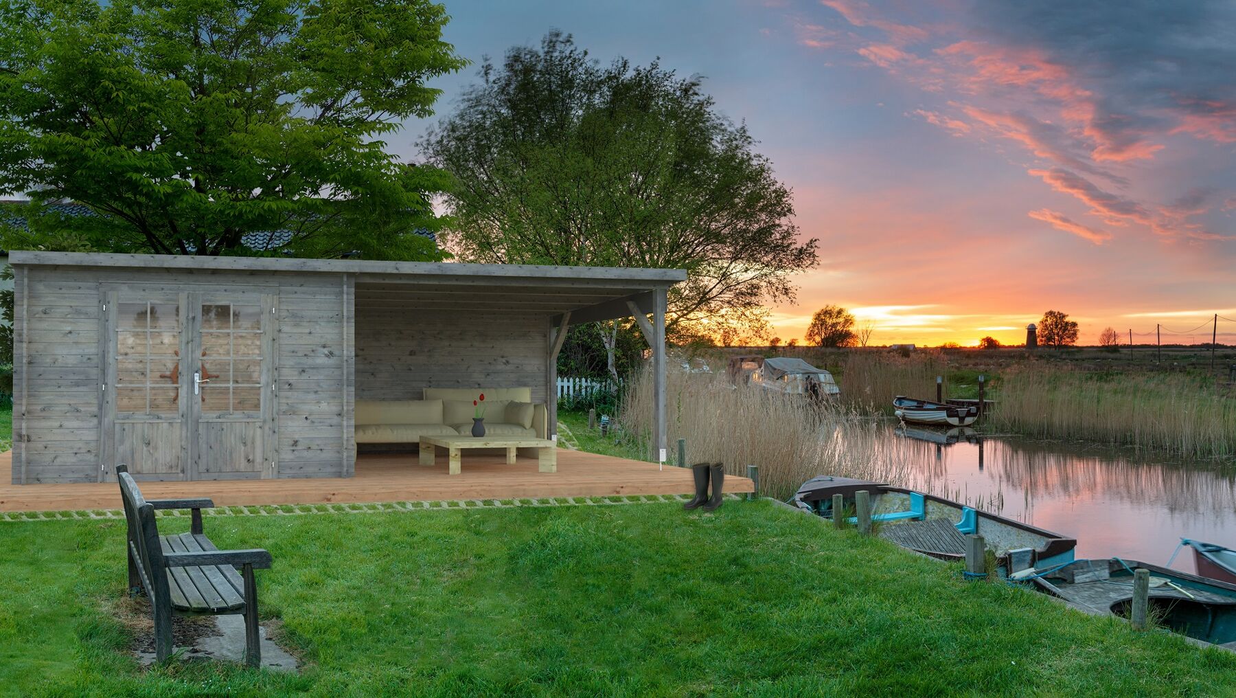 Gartenhaus Ella 8,7+10,0 m² Grau 