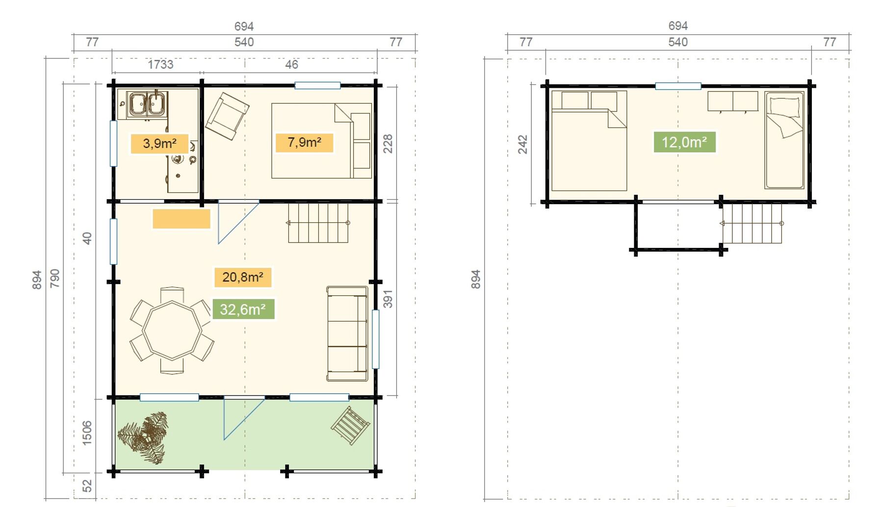Ferienhaus Canada Platin  44,6 m²
