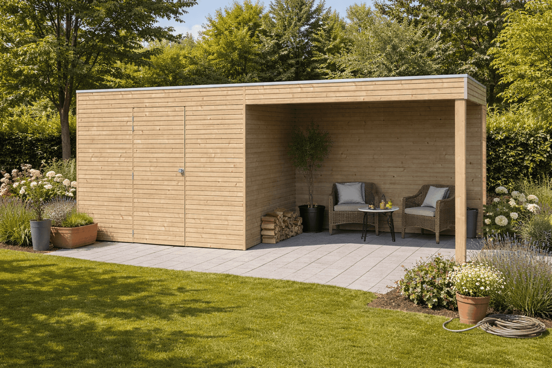 Gartenhaus Kathleen 1 - 11,2 m² mit Anbau 300