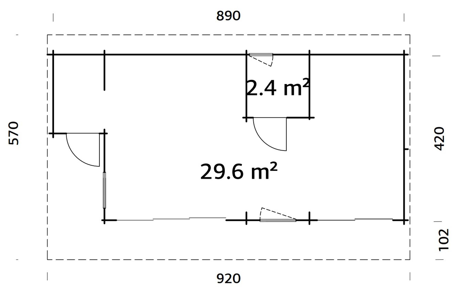 Ferienhaus Cecilia 32,0 m² mit ISO-Glas Schiebetür 