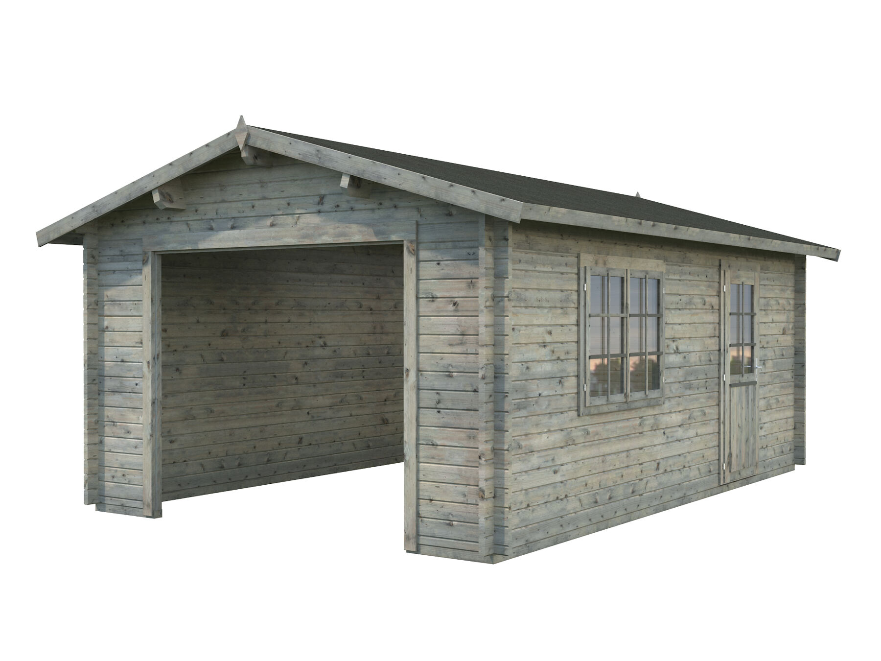 Holzgarage Roger 19,0 m² Ohne Tor Grau