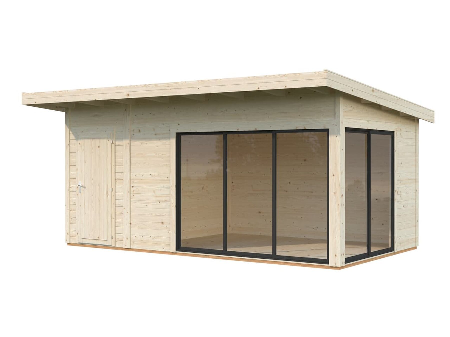 Modernes Gartenhaus Andrea 15,2 m² mit ISO-Glas Schiebetür Modernes Gartenhaus Andrea 15,2 m² mit ISO-Glas Schiebetür