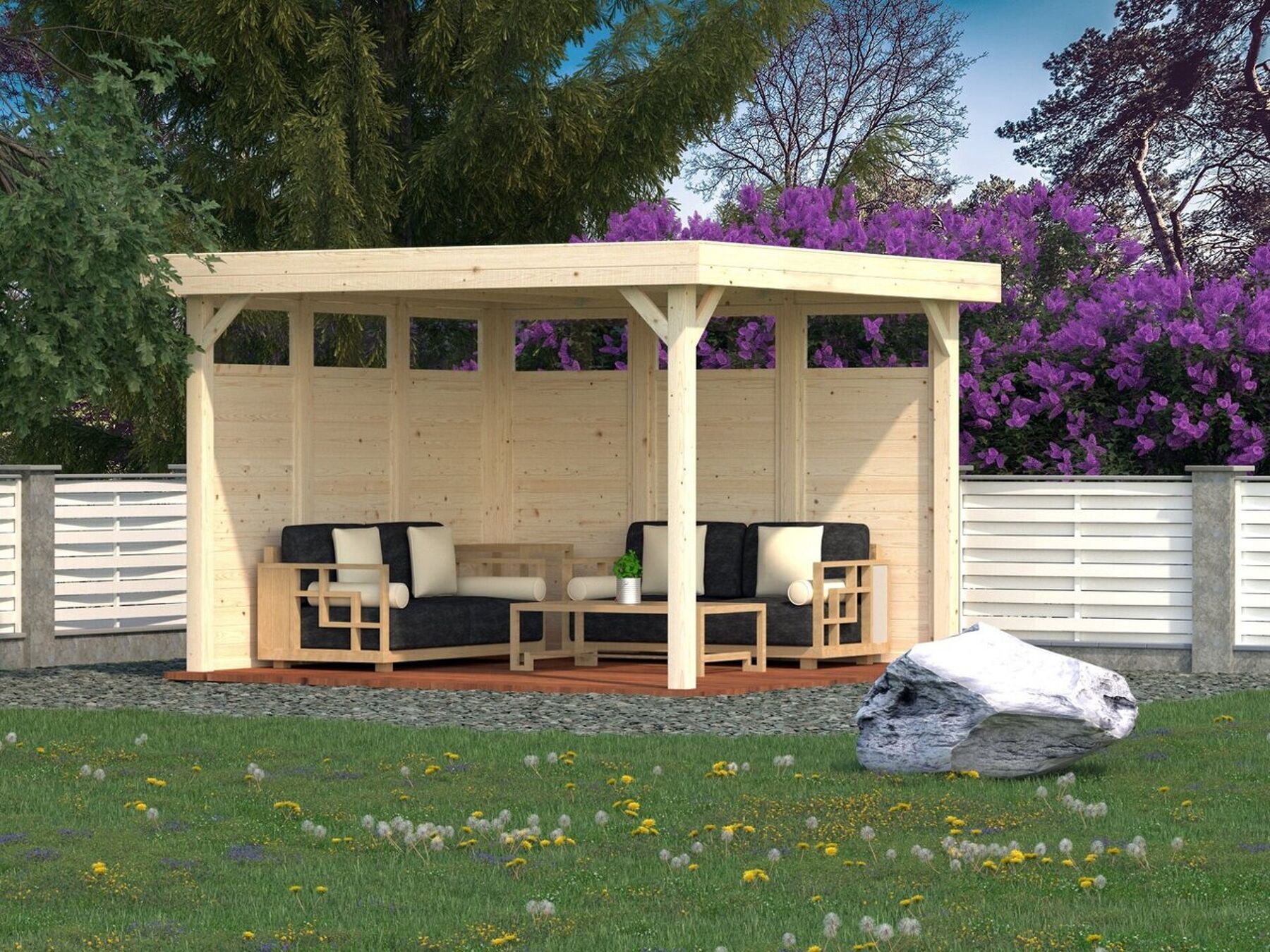 Palmako Holzelement mit Lichtausschnitt Lucy 12,2 m² in Weiß/Weiß