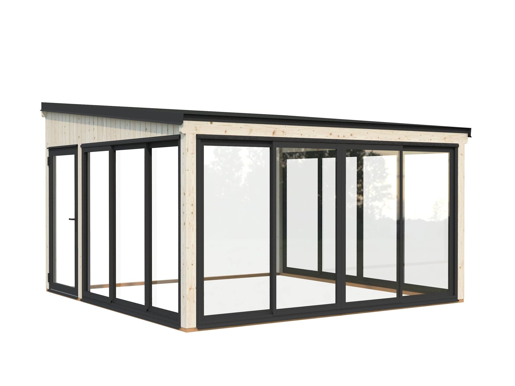 Terassenüberdachung Lumi 16,6 m² Slide Plus Tür, Tor