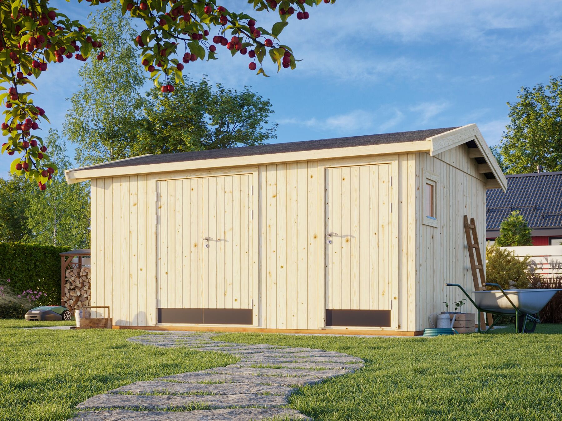 Gerätehaus Olaf 13,5 m² mit Trapezblech Anthrazit