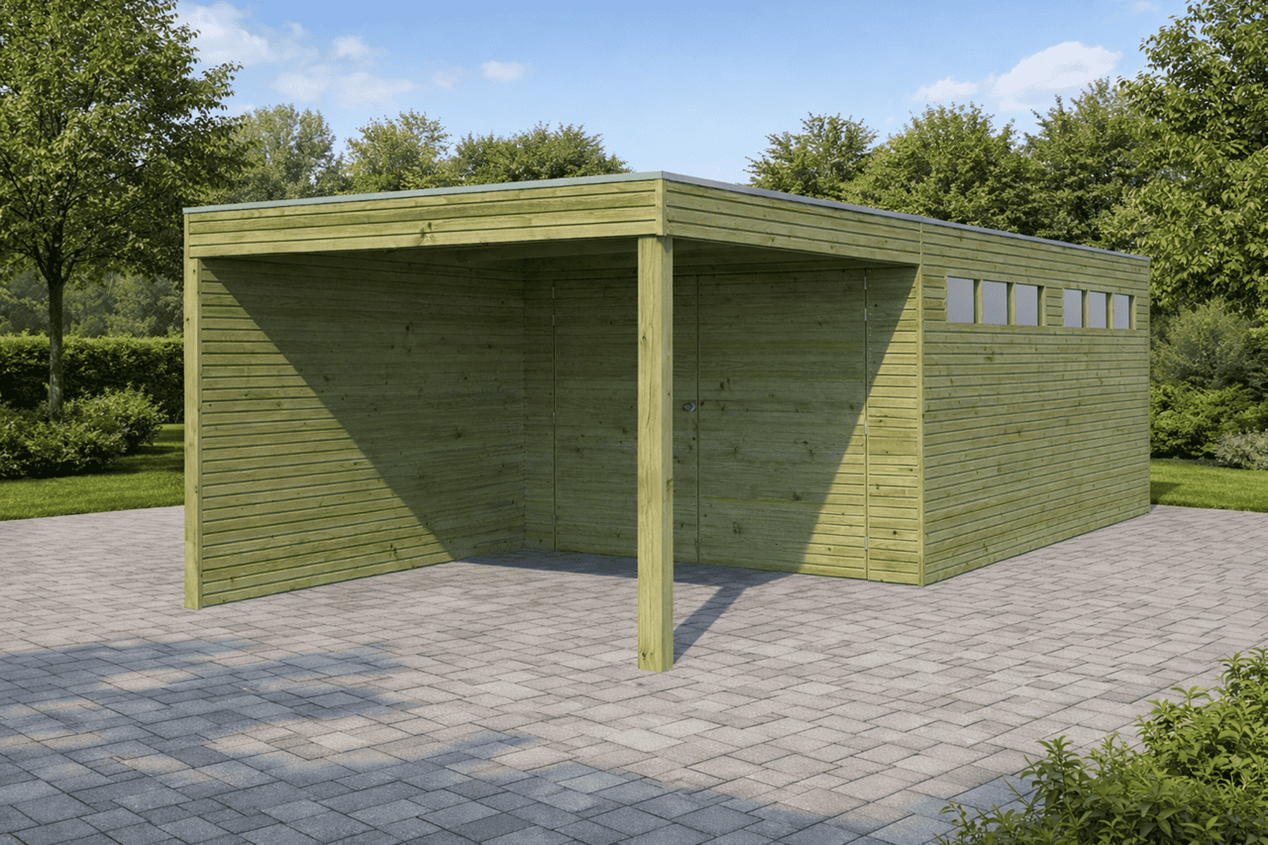 Garage Teo - 22,57 m² mit Anbau in KDI Grün