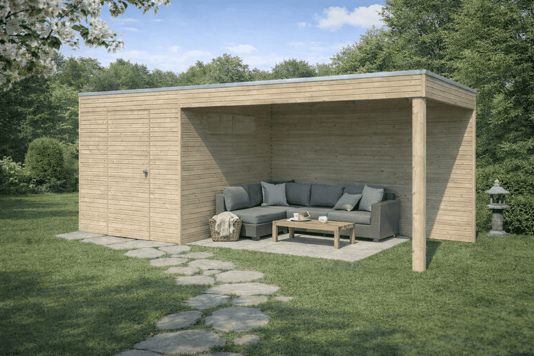 Gartenhaus Kathleen - 9,3 m² mit Anbau 300