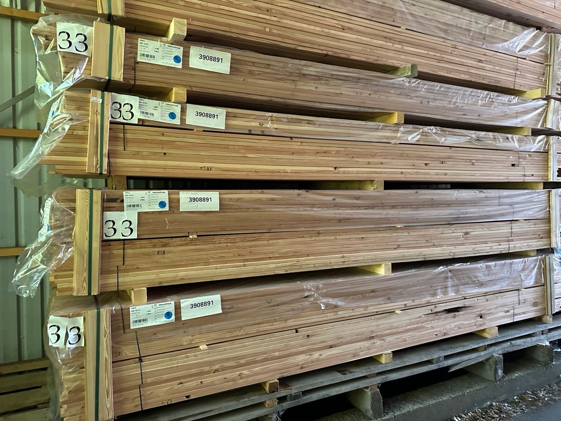 30 m² Sonderposten Latten Lärche , 21 x 57 x 4000/5000 mm