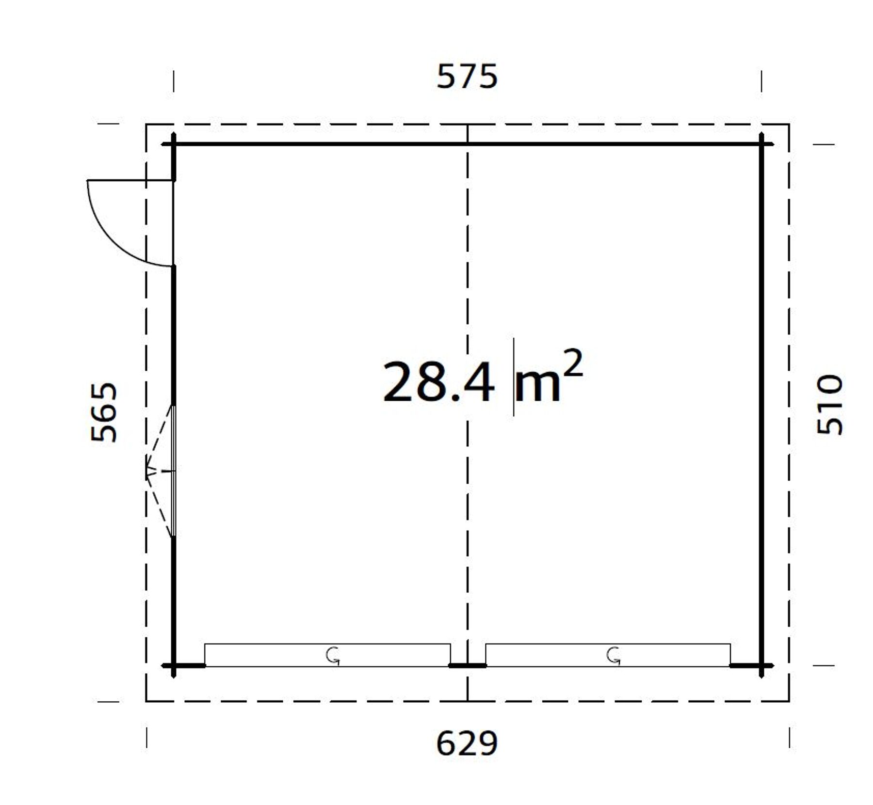 Holzgarage Roger 28,4 m² Mit Sektionaltor Transparent