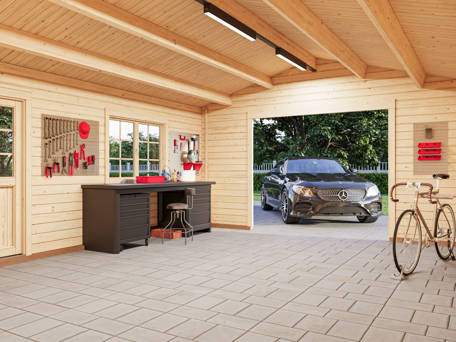 Drinnen, Innenarchitektur, Garage, Auto, Fahrrad