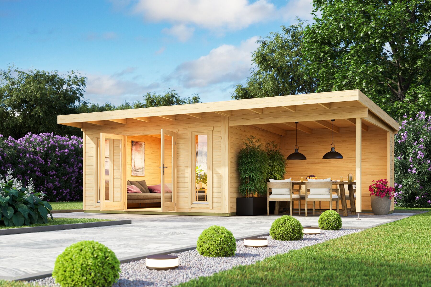 Gartenhaus Sizilien 1 mit Dachverlängerung